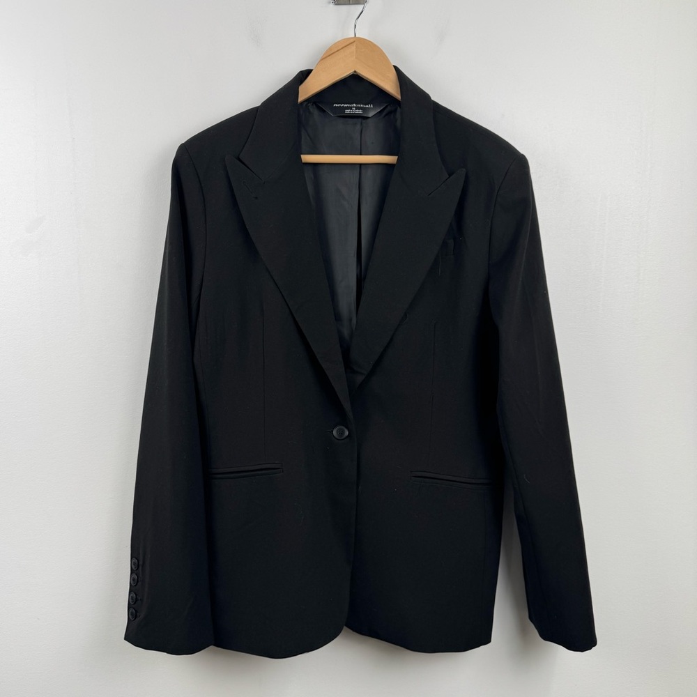 Norma‎ Kamali Women Black Single Breasted Blazer Size 16